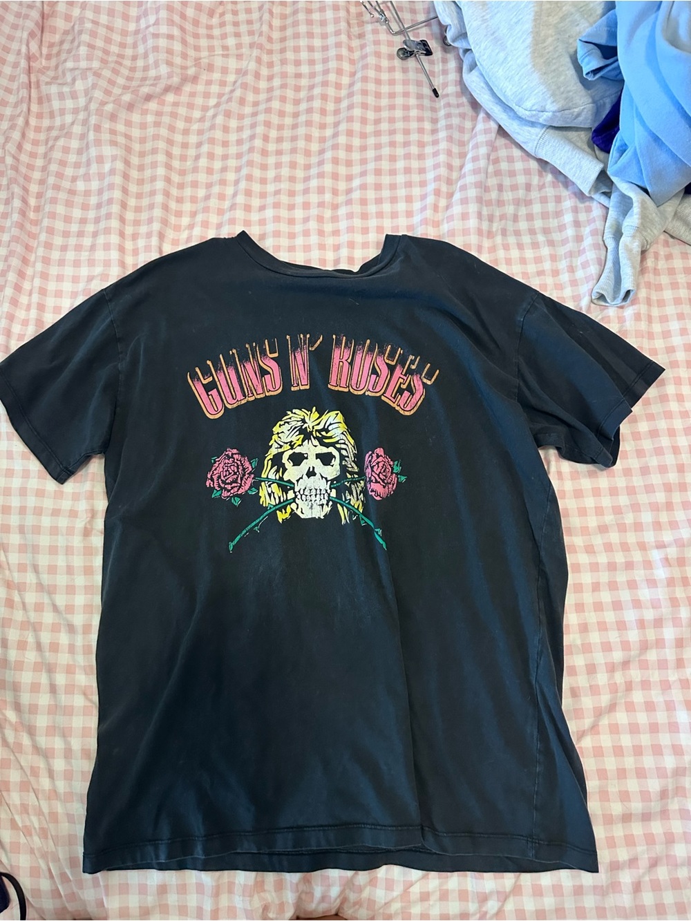 Cotton On Black Guns N' Roses Graphic Tee with Pink & Yellow Accents